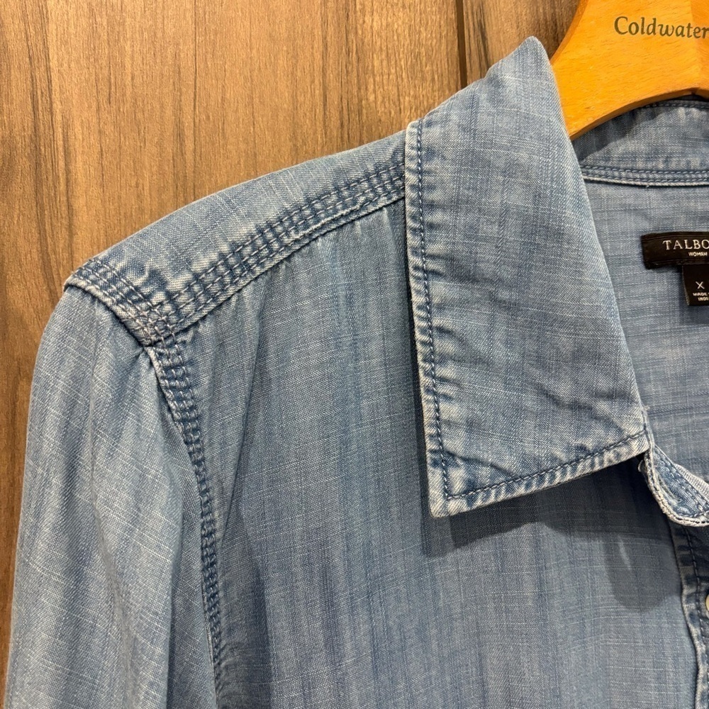 Talbots Size X Chambray Denim Button Down Shirt L… - image 3